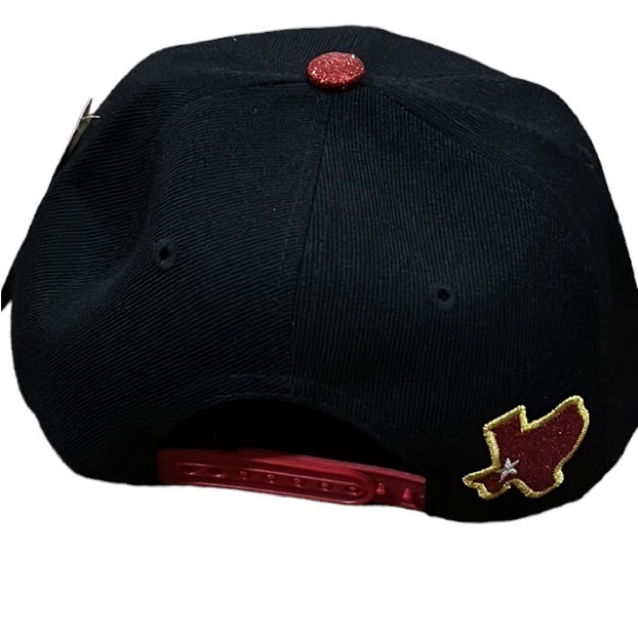 TAXAS Snapback Hat Red Sparkly Brim - Picture 2 of 8